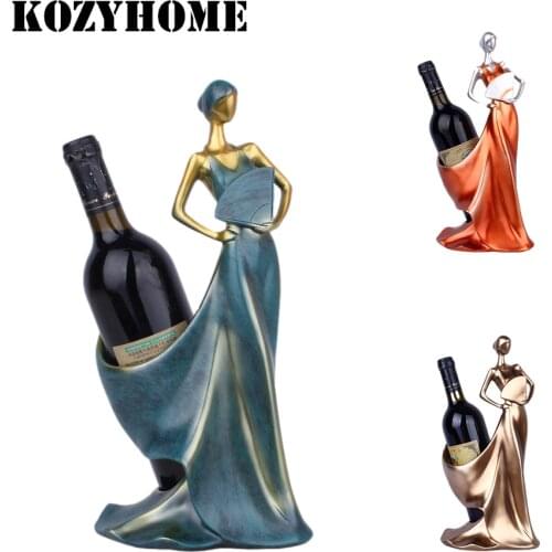 Elegant Woman Wine Rack Wine Bottle Holder Display Shelf Wine Holder Girl Figurines Home Decorations Ornaments