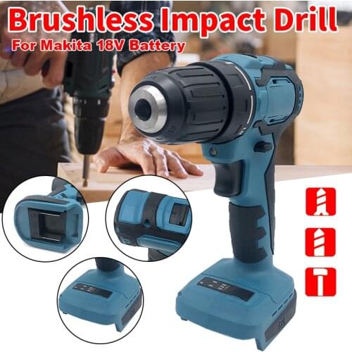 18V 90Nm Electric Cordless Brushless Impact Drill Hammer Drill Screwdriver Wrench DIY Power Tool Rechargable For Makita Battery
