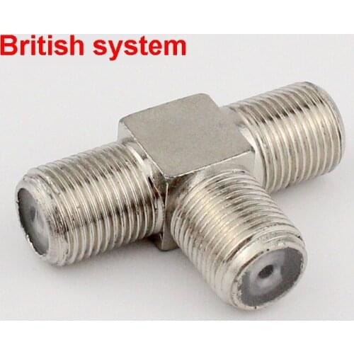 F type T-junction connector Female F3 connector for CATV British system 10pcs/lot