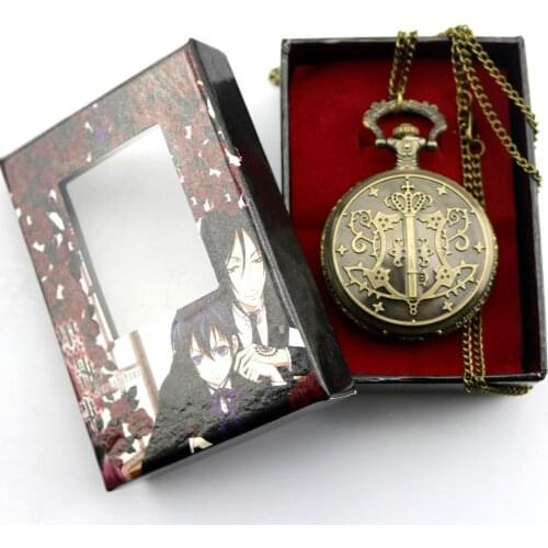 Anime Black Butler Sebastian Pocket Watches Kuroshitsuji Pocket Watch for Men Women/Mens Pendant Watch Gift