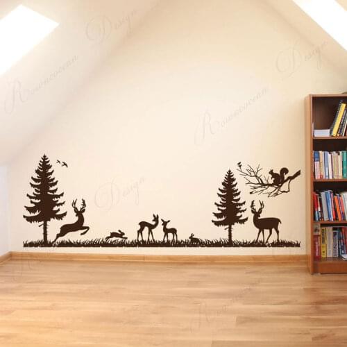 Nature Forest Tree Woodland Wall Sticker Vinyl Art Home Decoration Nursery Decals Living Room Bedroom Decor Animal Murals 4378