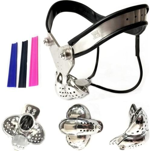 Stainless Steel Male Chastity Device Wrap up Scrotum Hollow Penis Cage Male Chastity Belts Two Wire Cock Cages Sex Toys G7-4-100