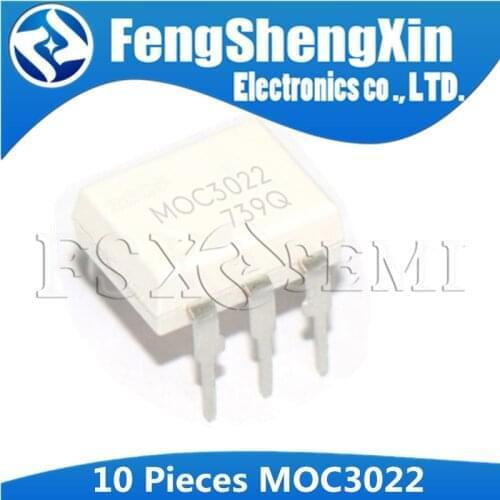 10pcs/lot MOC3022 MOC3022M DIP-6 6-Pin DIP Random-Phase Optoisolators Triac Driver Output