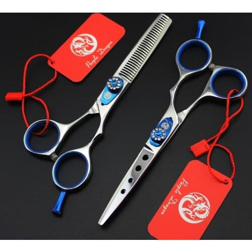 557# 5.5'' Brand Purple Dragon TOP GRADE Hairdressing Scissors JP 440C Barbers Cutting Scissors Thinning Shears Hair Scissors