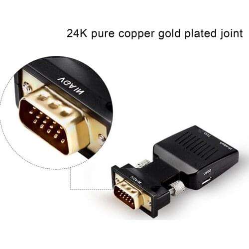 VGA To HDMI-compatible Converter With Audio Full High Definition Adapter With Power Supply Video Output 1080P For PC Laptop