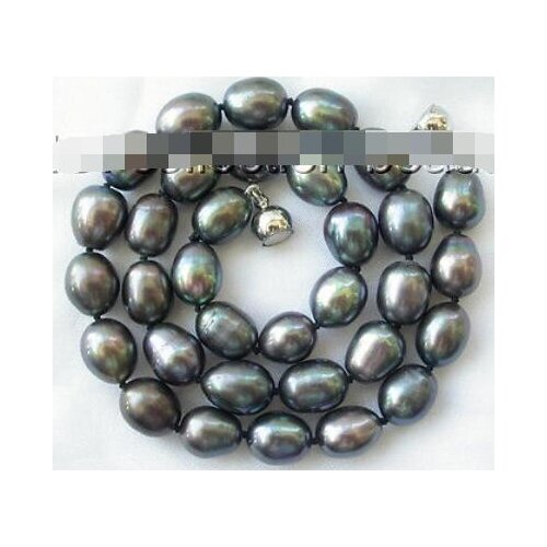 Stunning big 10-11mm baroque black freshwater cultured pearl necklace