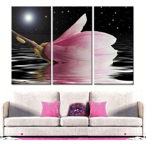 Drop-shipping Pink Flower Painting Wall Art Picture Modern Home Decoration Living Room Or Bedroom Canvas Print Painting 3 Pieces