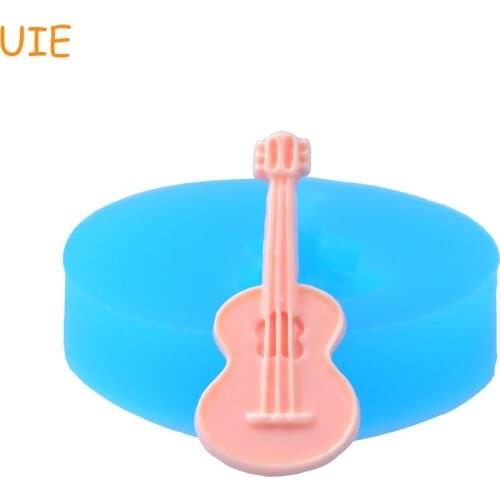 PYL008U 28.5mm Guitar Silicone Push Mold - Musical Instrument Mold Cake Topper, Fondant Craft, Cookie Biscuit, Resin Jewelry
