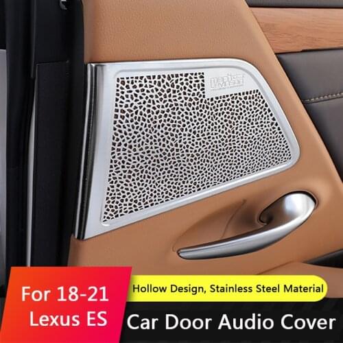 QHCP 4Pcs Stainless Steel Car Door Audio Speaker Decorative Cover Loudspeaker 3D Trim Sticker For Lexus ES200 260 300H 2018-2021