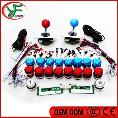 Raspberry Pi Arcade Bundles Kit Copy Sanwa Joystick 5V LED Push Button 1P 2P With USB Zero Delay Encoder Cable