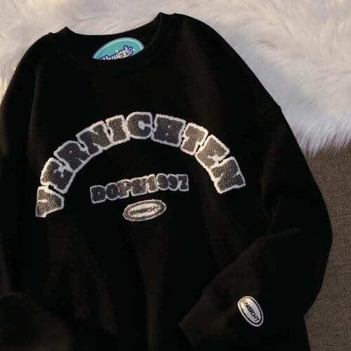 Punk Goth Pink Tops Streetwear Sweatshirt Vintage Letter Embroidery O-neck Pullovers Fashion Clothes for Teens 2021Autumn Casual