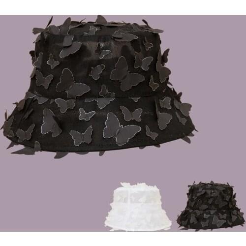 Butterfly Personality Flat Top Shading Breathable FishermanS Hat Solid Color Korean Version Summer Basin Cap Women Hat