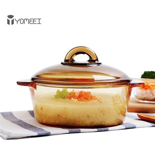 YOMEEI 5L Glass Soup Pot Transparent Double Ear Soup Pot Household Stew milk Pan Heat-resistant Glass Bowl Kitchen Supplies