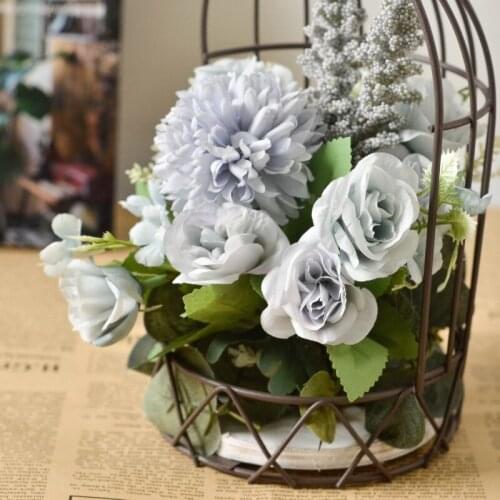 Wedding Ornament Bird Cage Decoration Photographic Props Imitation Flower Ornament Candlestick Metal Birdcage Flowerpot Decor 1