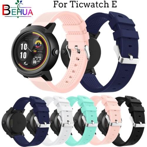Universal Comfortable Silicone Replacement Smart sport Watchband Wrist Band Bracelet Strap for Ticwatch E 20mm watch strap band