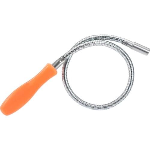 Uxcell Magnetic Grabber Pickup Tool Bendable Retriever Stick 10.5mm Magnetic Bar 540mm Length Orange
