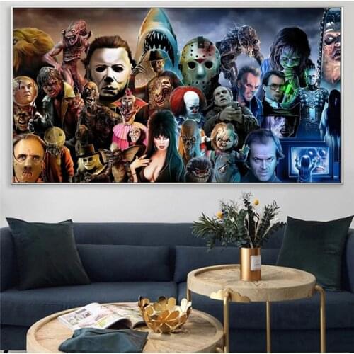 Horror Film Thriller Character Collection Canvas Painting Posters and Print Wall Art Picture for Living Room Home Decor Unframed