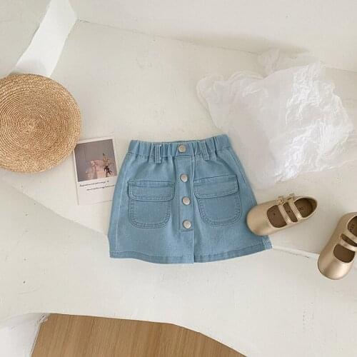 Spring New Kids Skirts 2 3 4 5 6 7 Y Baby Girls Casual Denim Skirts Kids Clothing Korean Soft Pockets Fashion Skirt for Girls