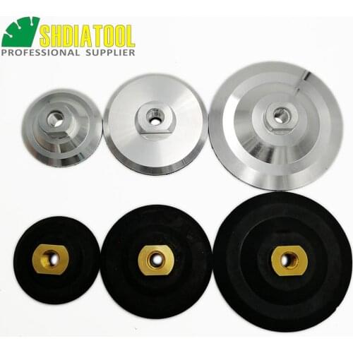 SHDIATOOL 2pcs Back pads Backing Holder for diamond polishing pads with M14 Thread Dia 3"/4"/5" Rubber based /Aluminum based