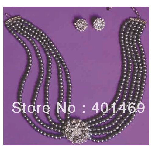 Choker Necklace Wedding Necklaces Earrings for Women Faux Pearl Necklace Stud Earrings Flower pendant Jewelry Sets Free Shipping