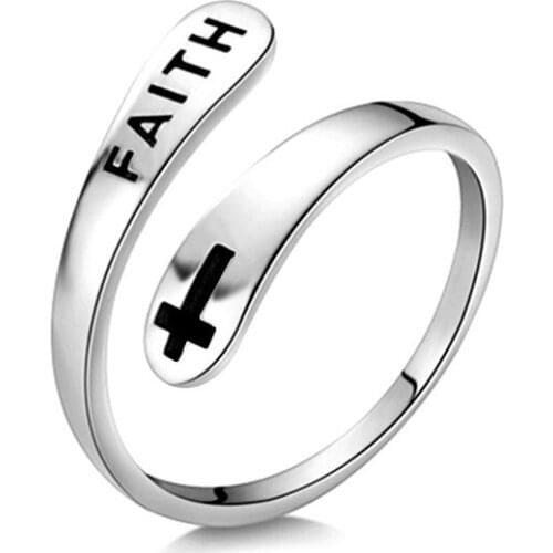 1 Piece of Fashionable Vintage Silver Cross Faith Christian Men And Women Opening Ring Party Jewelry Easter Good Friday Gift