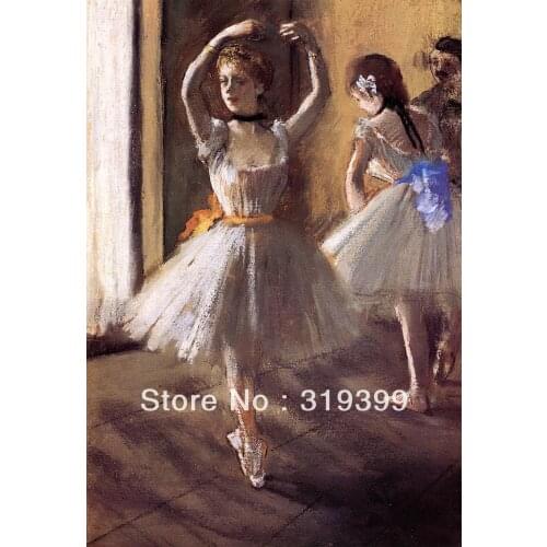 100% handmade edgar degas Oil Painting Reproduction on Linen Canvas,Two Dancers in the Studio ,Free DHL FAST Shipping