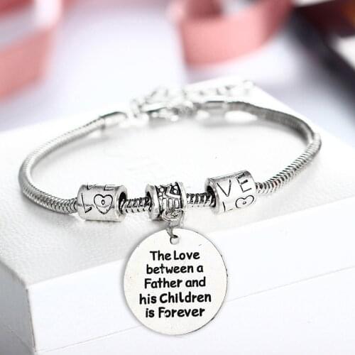12PC The Love Between A Father And His Children Is Forever Bangles Family Dad Daddy Papa Fathers Day Gifts Love Bead Bracelets