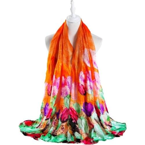 120pcs/lot new fashon spring color tulip print scarf shawl pashmina/flower scarf