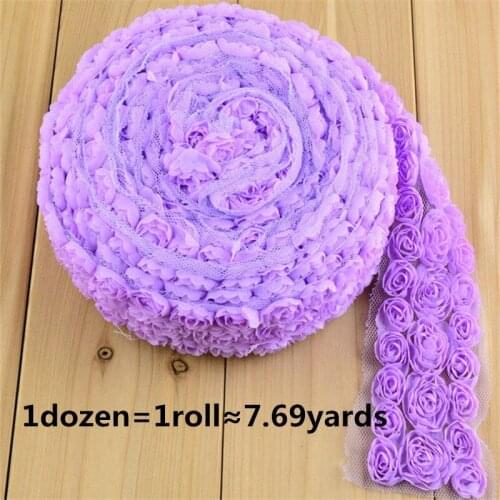 15dozen/lot 15 Color U Pick Color 2 Inch Width Ruffled Chiffon Rosette Flower Mesh Trim Applique DIY Craft Hair Accessories TH69