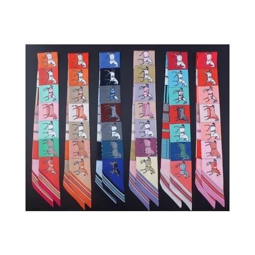 90*5cm New Style All-match Vintage Horse Printed Scarf Womens Tie Bag Handle Ribbon Hair Band Scarf