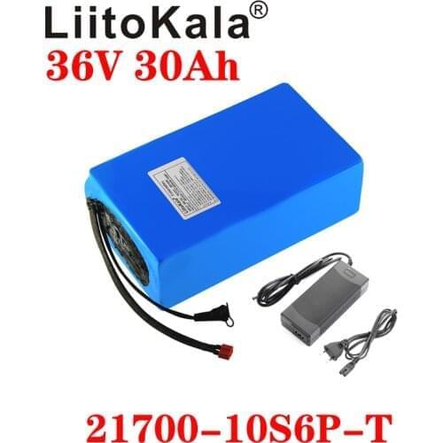 LiitoKala 36V Battery 30ah ebike battery 30A BMS 36V 30AH 21700 10S6P Lithium Battery Pack For Electric bike Electric Scooter
