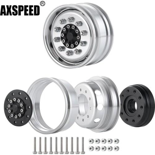 AXSPEED Metal Aluminum Alloy Front Wheel Hub Rims for 1/14 Tamiya RC Trailer Tractor Truck Car Upgrade Part