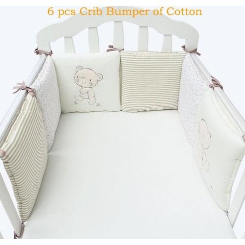 6 Pcs/Set Childrens Cot Bumper Baby Head Protector Baby Bed Protection Bumper Cotton Cot Baby Bumpers In the Crib