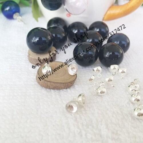 Freeship! 50set/lot 16*4mm Black Glass Bubble & 6mm cap set DIY Glass Bottle Vial Pendant