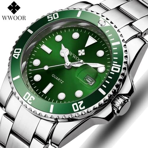 WWOOR Top Brand Luxury Fashion Watches Mens 30ATM Waterproof Date Clock Sport Watch For Men Quartz Wrist Watch Relogio Masculino