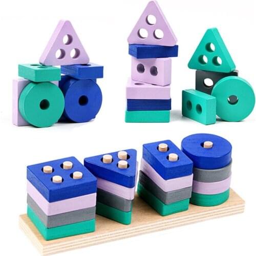 Wooden Educational Toys Wooden Shape Color Sorting Preschool Stacking Blocks Toddler Puzzles Toys Birthday Gifts for Boys Girls
