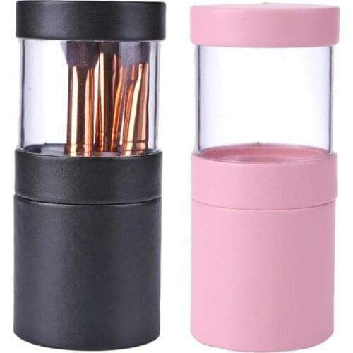 Portable Visible Makeup Brush Holder Simplicity Two Way Cut Double Clasp Travel Cosmetic Pens Storage Cup Case Box