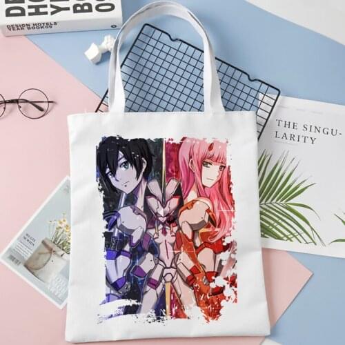 Darling in the Franxx shopping bag eco shopper shopping cotton bolsa bag sacola boodschappentas sac cabas foldable custom