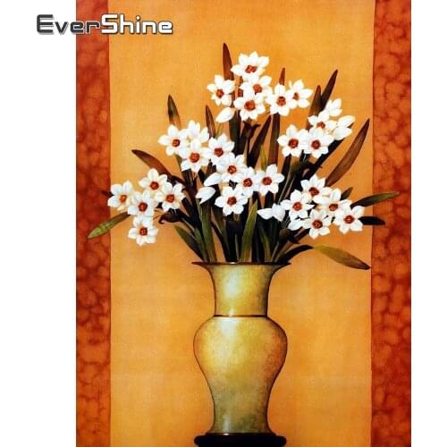 EverShine Diamond Mosaic Daisy Diamond Painting Flowers Cross Stitch Bead Embroidery Vase Picture Rhinestones Handmade Art Gift