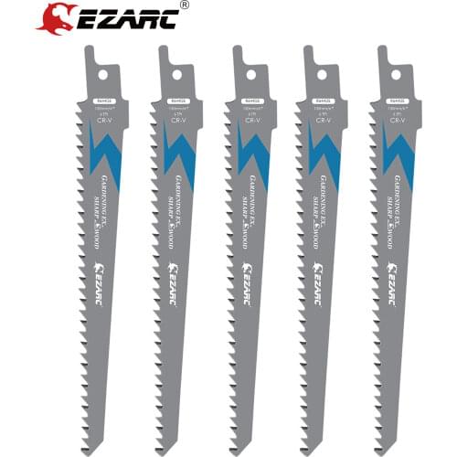 EZARC Wood Pruning Reciprocating Saw Blade 6-Inch Sharp Ground Teeth CRV Long Lifetime Sabre Saw Blades R644GS 6TPI (5-Pack)