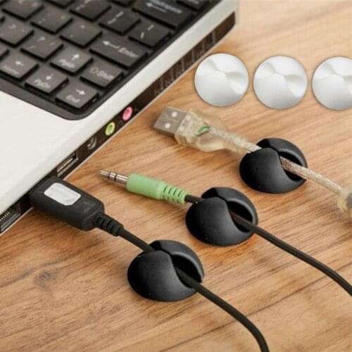 20pcs Desktop Fixed Silicone Self-adhesive Hub Storage Organizer Winding Fixing Clip Self-adhesive Line Card Storage Supplies