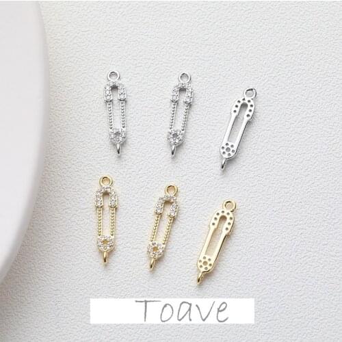 Electroplating double hanging small pin inlaid zircon crystal diy bracelet necklace pendant material accessories