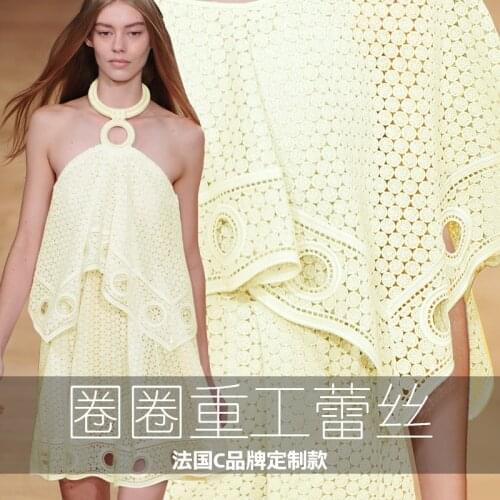 Geometric hollow perspective cotton water soluble lace fabric high quality embroidery clothing fabric cotton fabric lace cloth