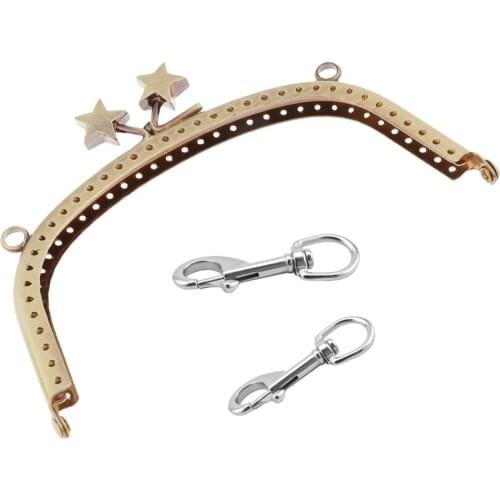 Classic Star Metal Kiss Clasp Lock Purse Frame & 2pcs Swivel Bolt Snap Hook for Hangbag Accessories