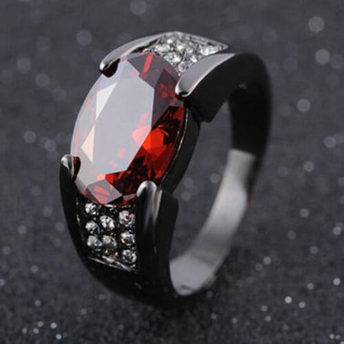 Milangirl Zircon Inlaid Black Ring Cross Border MenS Ring red purple crystal rings Wholesale Jewelry Anniversary for Men