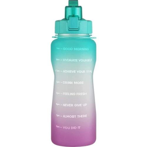 Motivational Water Bottle With Time Marker And Straw Portable Sports GYM Jug Leak-proof Sports Water Bottle 2000ML