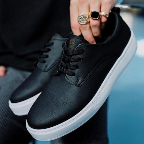 Knack Daily Shoes 077 Black (White Bottom) mens Seasonal Comfortable Orthotic Insole Sneaker Spring and Summer Fashion Sport Lace-Up