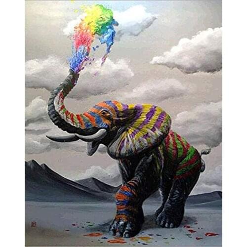 DIY Digital Painting By Numbers elephant oil painting mural Kits Coloring Wall Art Picture Gift frameless