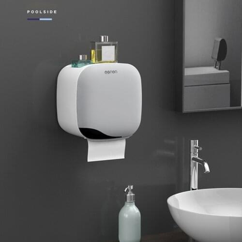 Wall Mounted Toilet Paper Holder Waterproof Shelf Tissue Box Toilet Paper Tray Roll Paper Tube Storage Box Bathroom Accessories