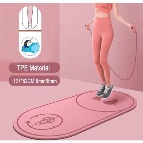 Non-Slip Mat TPE Yoga Mat Jump Rope Skipping Floor Workouts Sports Pads Silent Yoga Pad Textured Thick 8mm High Density X548D